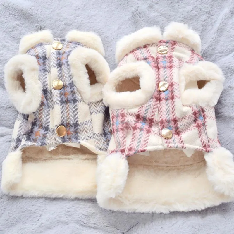 Hundekleidung Haustier Kleidung Gittermantel Herbst Winter Hunde Kleidungskostüm für Jacke Checker Drucken Chihuahua