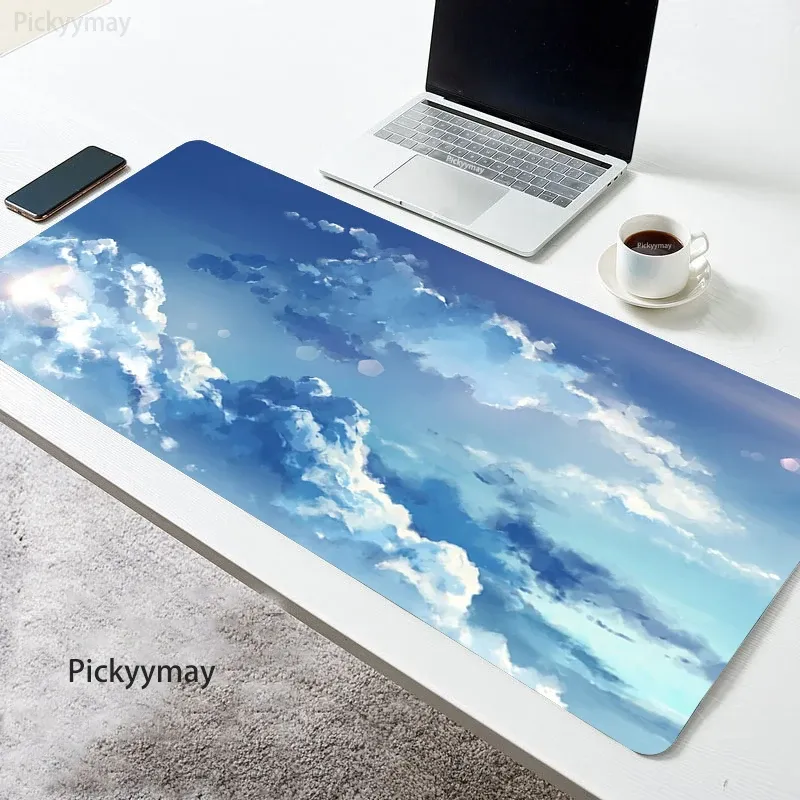 Pads Sky Clouds Mouse Pad Gaming Accessories Mause Anime Table Tangentboard Desk Mat Mausepad Gamer PC Gummi mattan Office Blue Mousepad