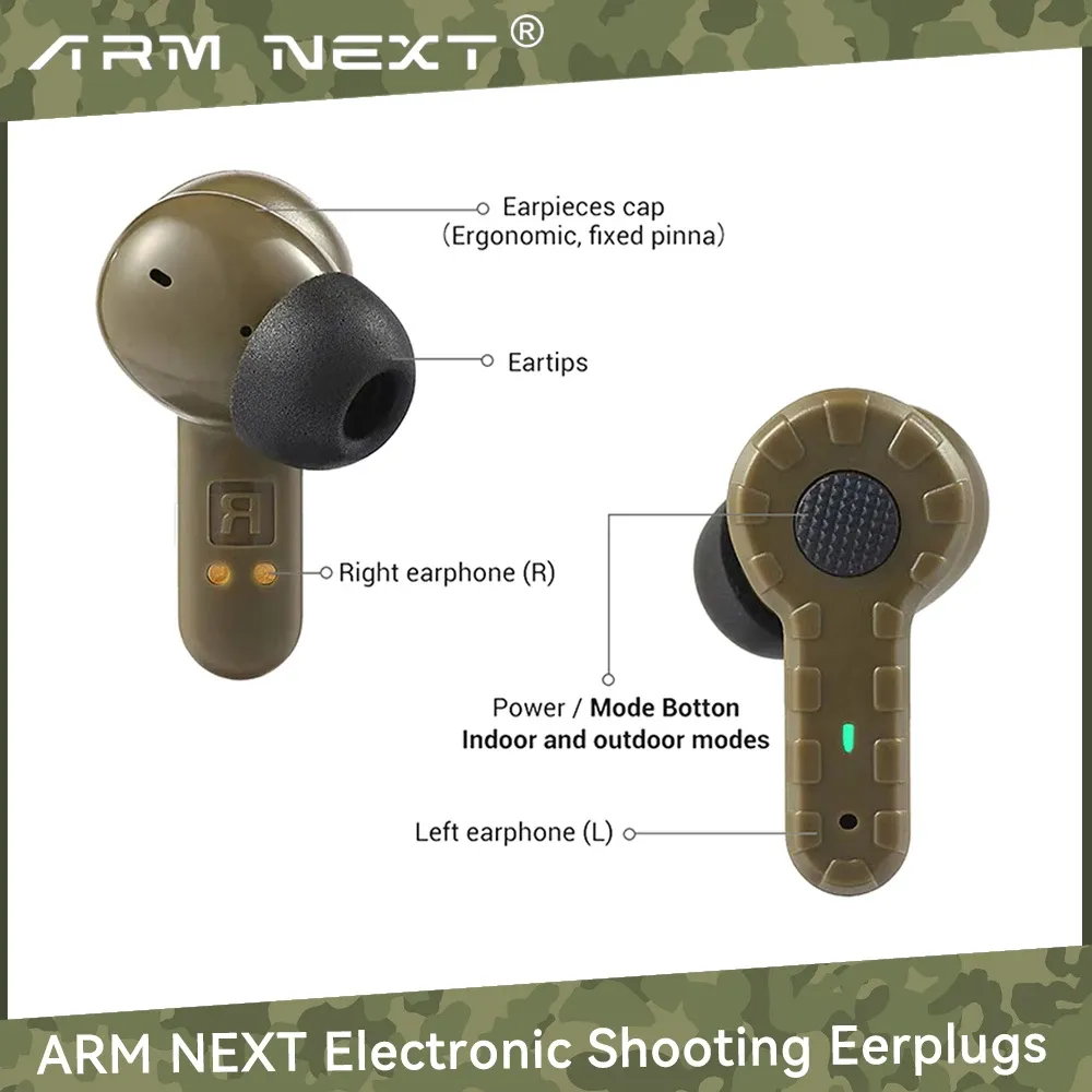 Accessoires Arm Next Original Nrr27DB Réduction électronique Réduction des oreilles Plugs Military Shooting Eates de chasse tactique Protection auditive