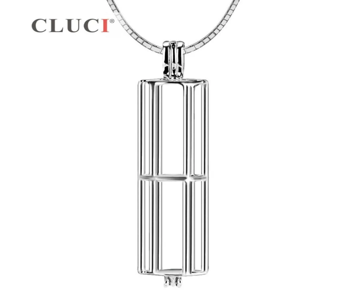 Cluci Cylinder Charms Montain 925 Sterling Srebrna rurka Perły Naszyjniki klatki wisiorek do trzymania perłów biżuteria minimalizm do OL S1819678267