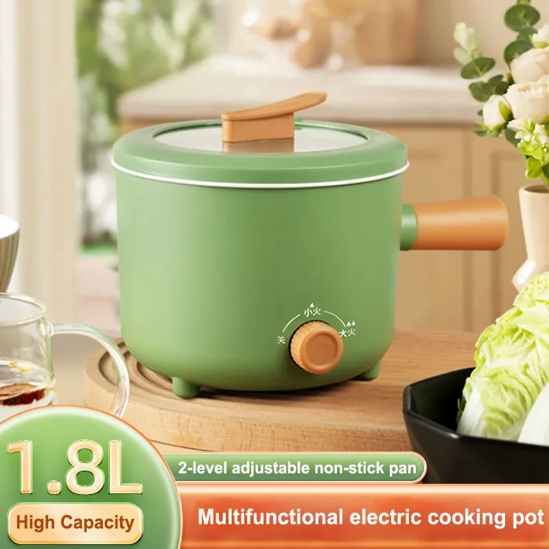 Multicookers 1.8L Multifunctionele elektrische kookpot Doublespeed Geïsoleerde non -stick pot Home Travel draagbare rijstkoker wok hot pot