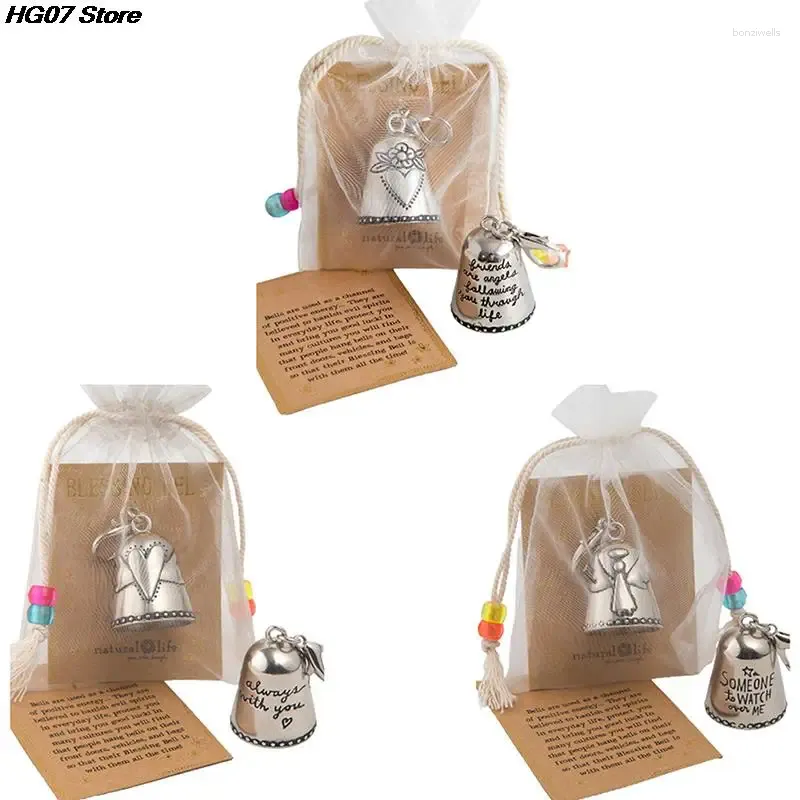 Decorative Figurines 1PC 2.77 2.54cm Blessing Bell Friends Are Angels Ornament Watch Over Me Crafts For Doors Vehicles And Bags Or Keys