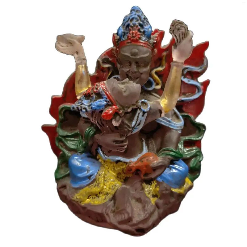Figurines décoratives chinoises anciennes verre peint à la main Happy Bouddha Statue de décoration pour la maison Ornements