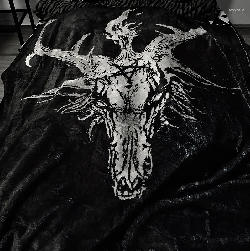 Cobertores Góticos escuros fofos de cama cobertor Satan Bafferty Motorcycle Sofá tapeçaria