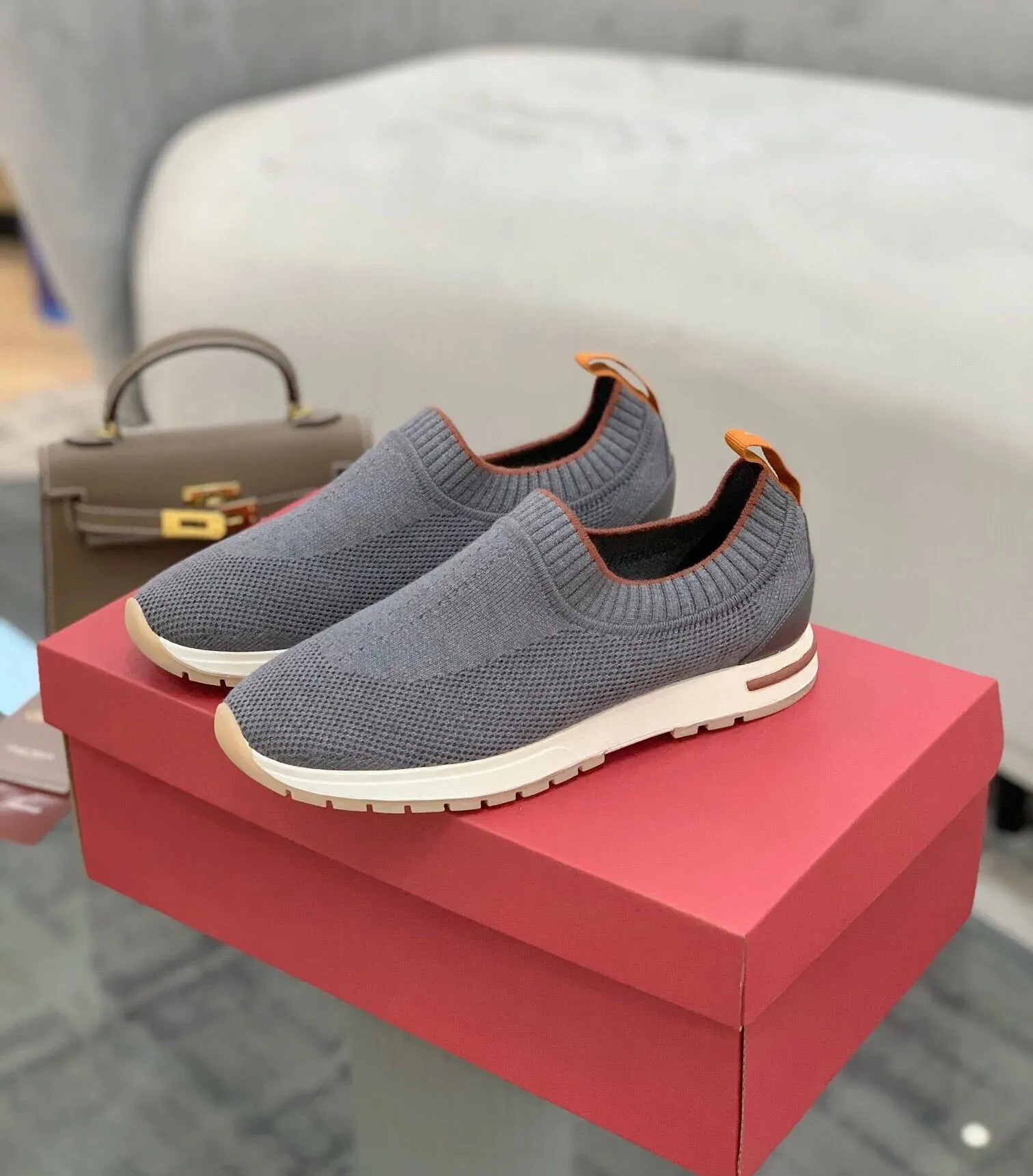 Desginer Men casual sneaker Brunello knitted platform sneaker elastic cashmere low top round toe rubber soles light sports trainers 35-46Box nice quality