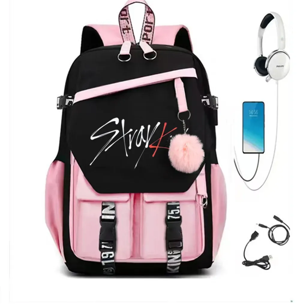 Bolsas Kpop Stray Kids Backpack Backpack Big Capacity School Bag Bag Presente para crianças Supplies escolares Hyunjin Felix Bangchan Presente