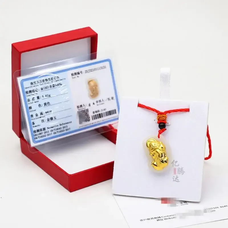 Colliers Hoyon certifiés réel 24k Solide Pure 999 Jaune Pixiu Pixiu Jade avec collier de chaîne de corde pour femmes bijoux pour hommes