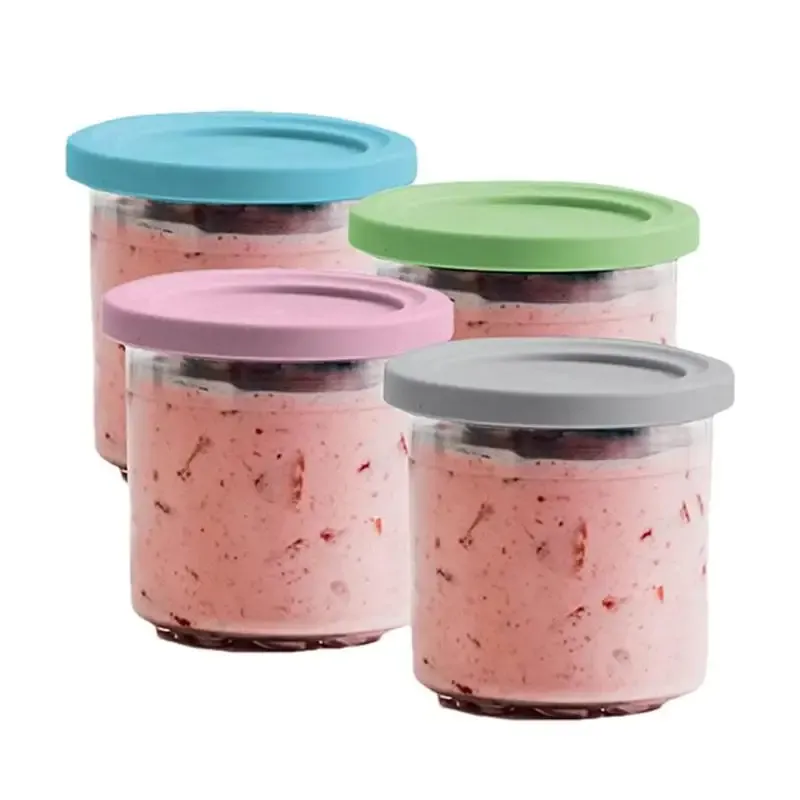 Outils 4pcs Ice Cream Pints tasses pour Ninja Creamli NC299AMZ / NC300S Série de crème glacée Remplacements Jar de rangement avec couvercles de scellage