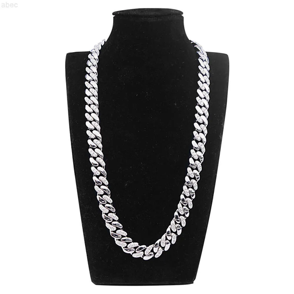 Sicgem aanpassen Miami roestvrij staal 925 Silver Mens Cuban Link Chain 22 inch 13 mm Moissanite ketting