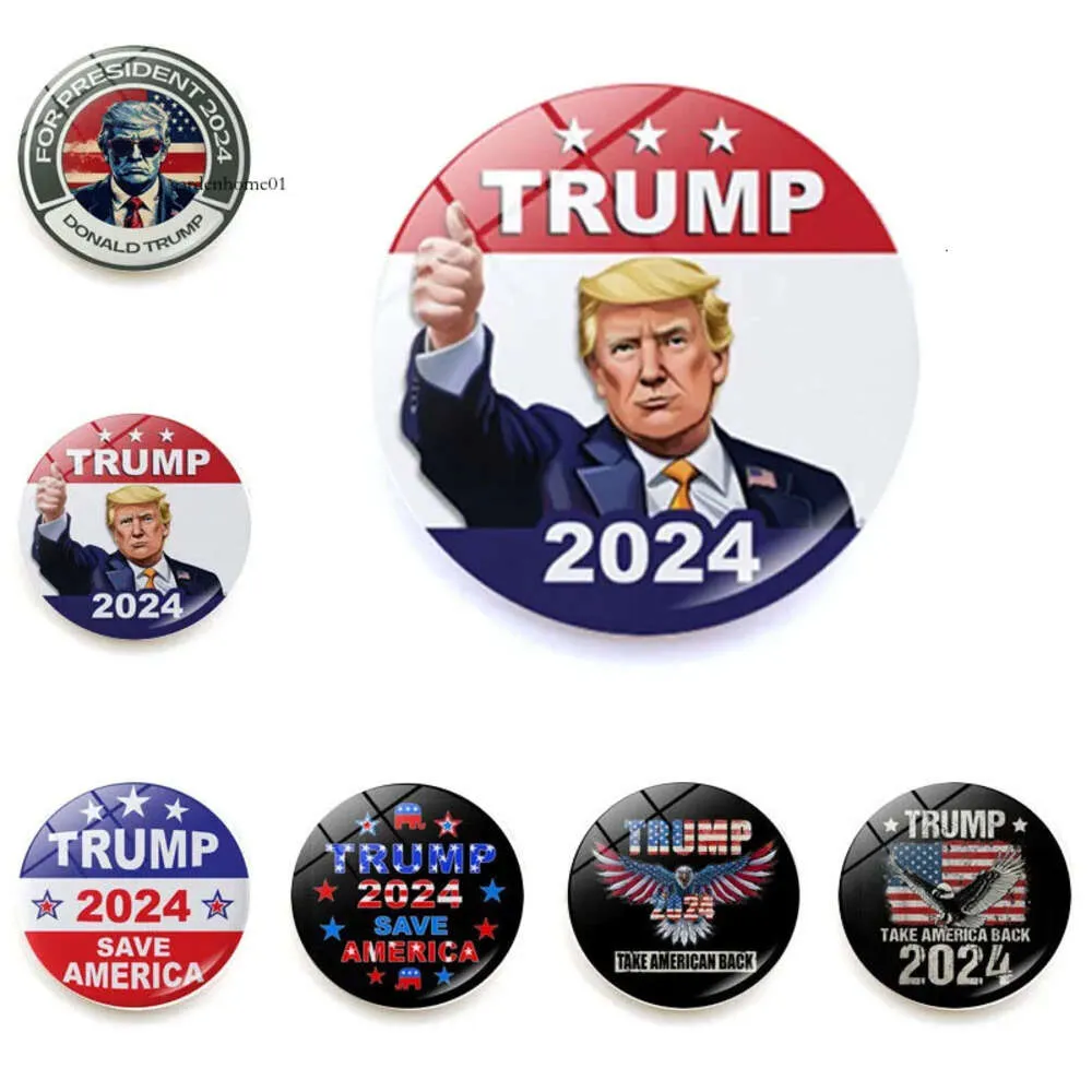 Magnetyczna lodówka 2024 Trump 25 mm Crystal Glass Whiteboard Sticker American Election Souvenir 0422