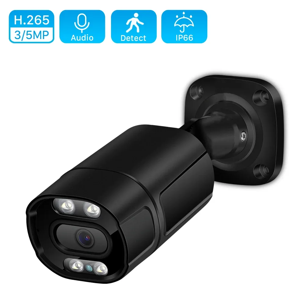 Lens 5MP Color Night Vision IP Camera Outdoor 1080P POE Waterproof Two Way Audio POE Camera IP Ai Human Detection Xmeye Remote View