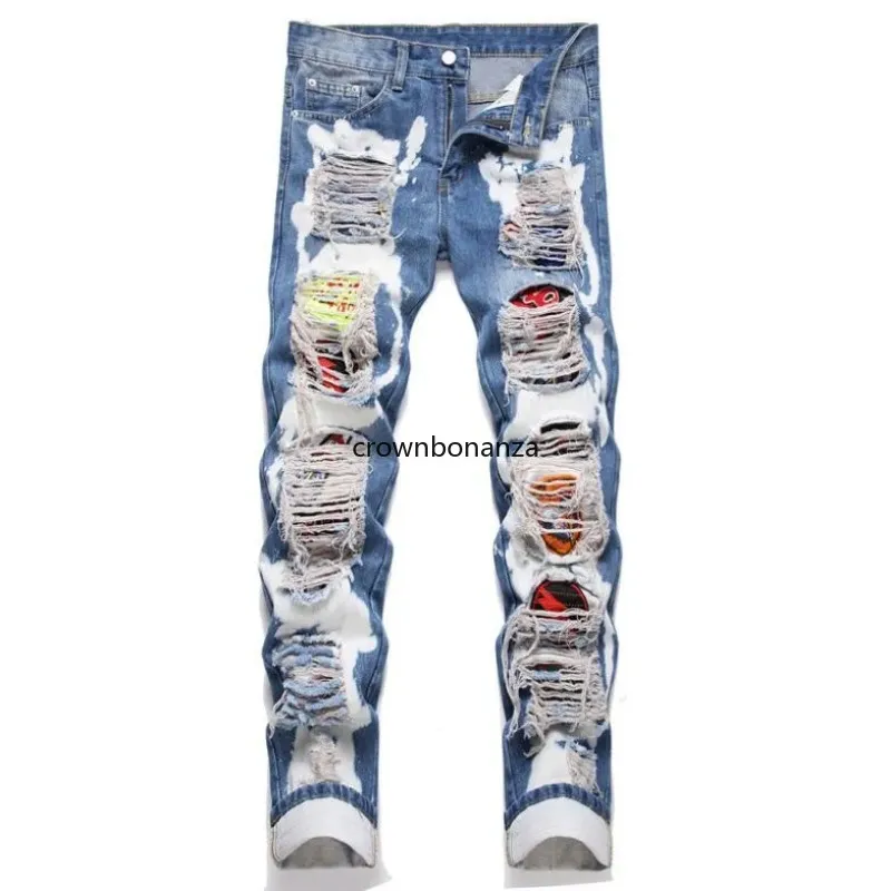 Men's Jeans High Street Straight Overalls Mens Oversized Hip-hop Yellow Blue Denim Trousers Fashion Male Casual Jean