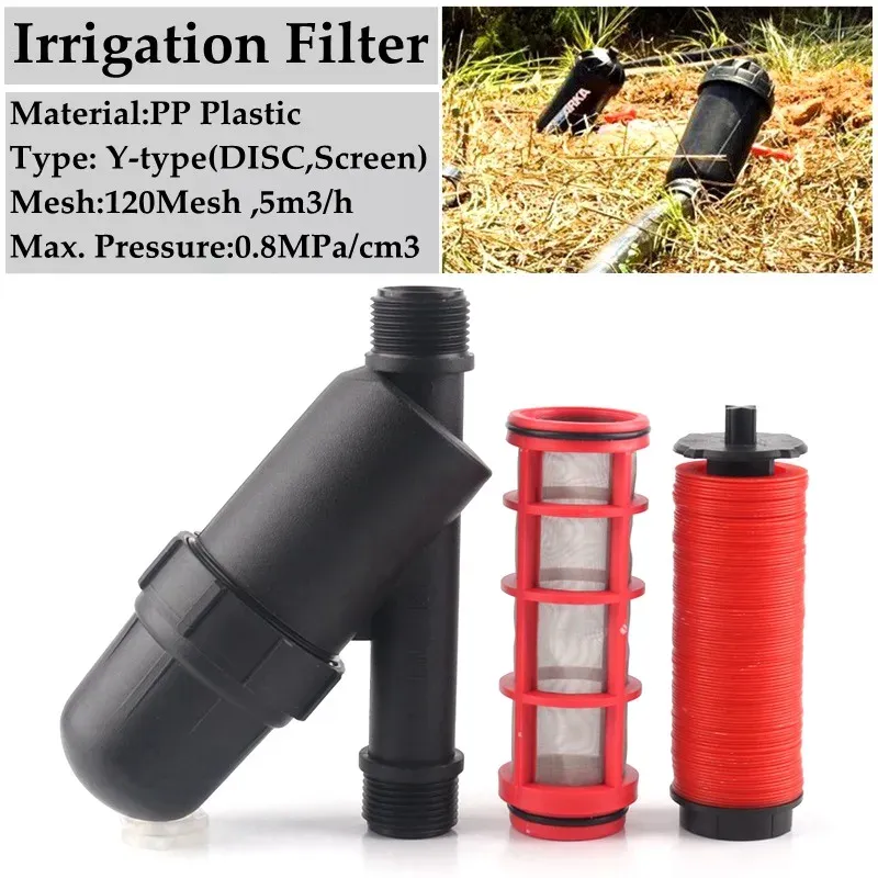 Purificateurs 2pcs 3/4 "1" 120mesh ytype micro-irrigation filtre Drip Irrigation Système de tuyaux Ferme Greenhouse Disc Screen Filtres d'eau