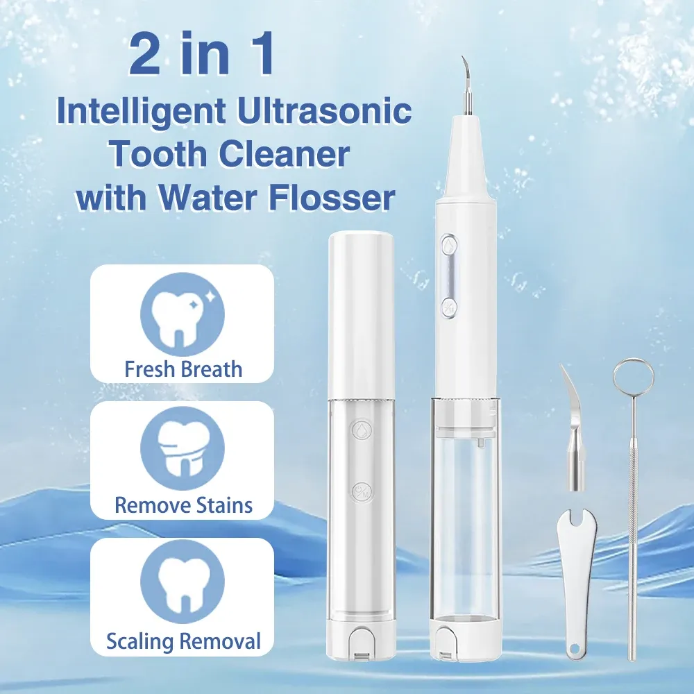 Rengörare Tartar Eliminator Dental Cleaning Teeth Tandverktyg med vattenflosser Whitening Scaler Ultrasonic Cleaner Plack Remover Stone Borttagning