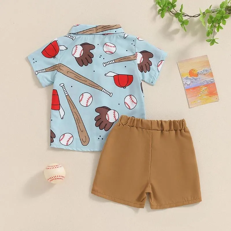 Kledingsets Toddler Boy Outfit Button Down Shirt Sleeve Shirt en Shorts Summer Fashion Set