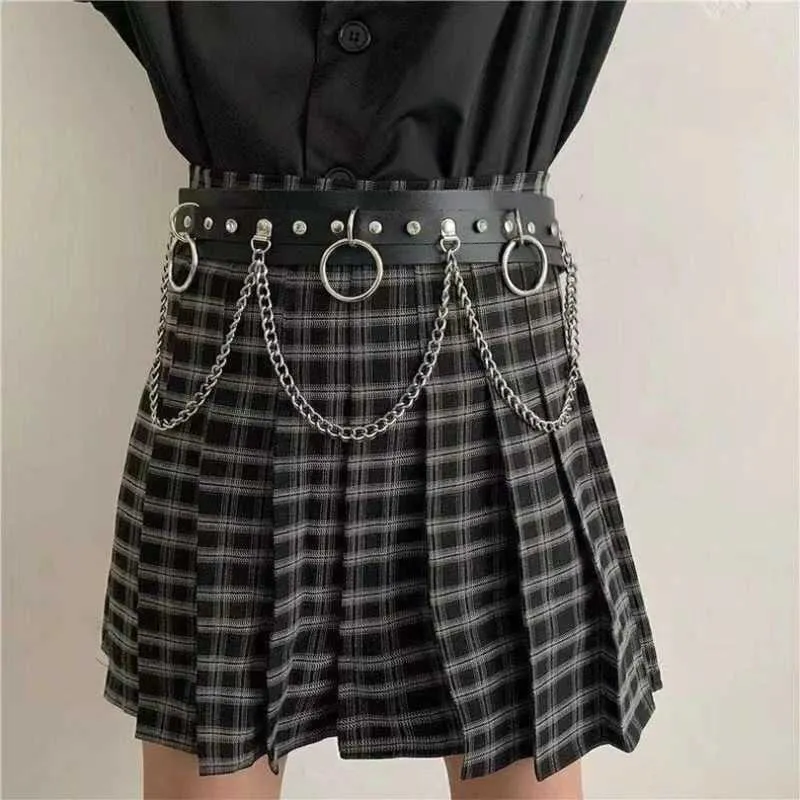 Waist Chain Belts Classic Black Fashion Cosplay Punk Rock Gothic Necklace Sexy PU Leather Heart Shaped Round Stud Choker Necklace Body Accessories Y240422