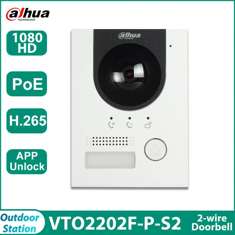 Lens Dahua Doorbell Poe VTO2202FPS2 2WIRE IP Villa Door Station Kolorowy 160 ° Kamera z rybacką z pudełkiem zamontowanym na spłukanie VTM114 VTM05R