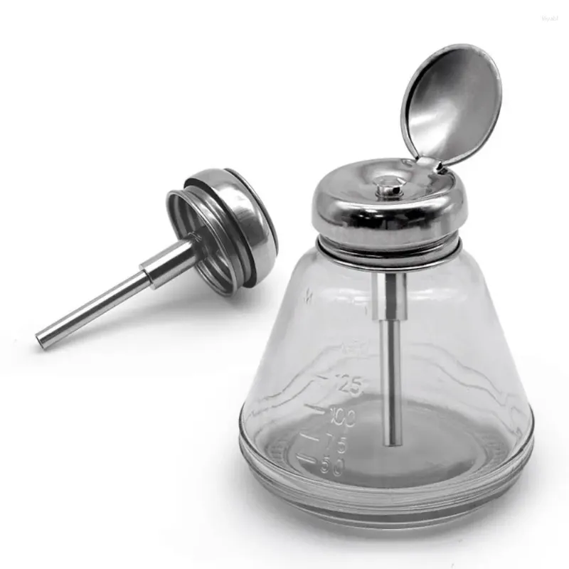 Lagringsflaskor 180 ml Portable Liquid Press Pumping Dispenser Bottle Travel Refillable Tom Glass Nail Polish Remover
