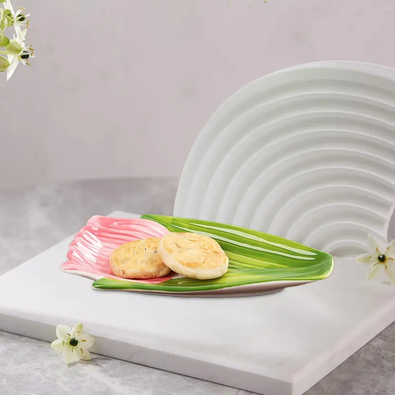 Plates Appetizer Plate Tulip Shape Desktop Decoration Elegant Fruit Bowl For Living Room Dining El Wedding Gift Restaurant