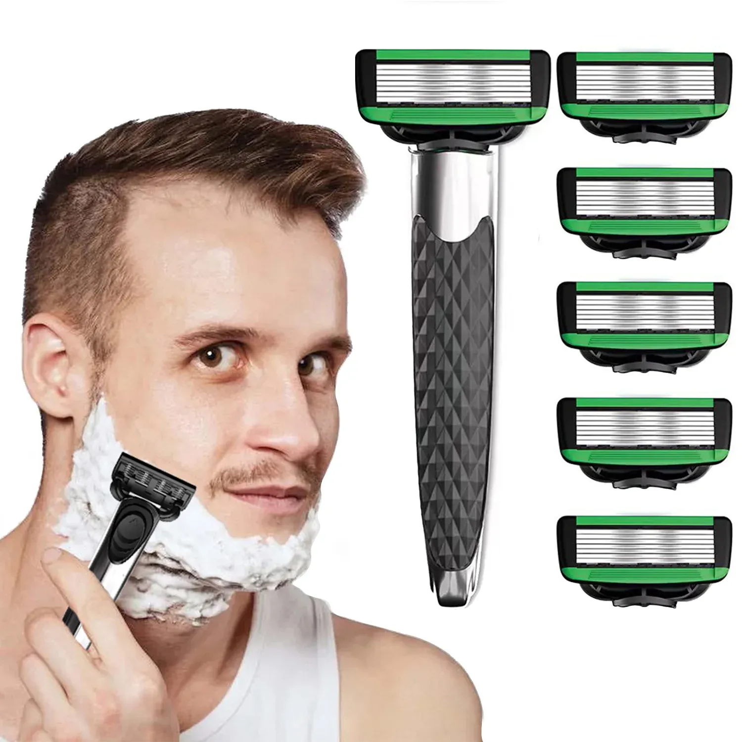 Swavers Men's Shaver 7layer Blade Sharp и царапина, мытья бритва для мужчин бритья с помощью ручных лезвий Redbale Razor