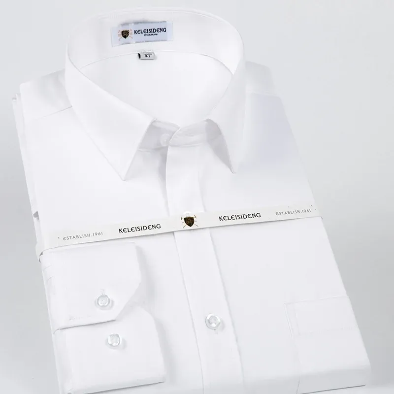 Chemises Men's Non Iron StandardFit Solid Basic Dress Shirt Formal Businel Premium 100% coton Male à manches longues Bureau de travail