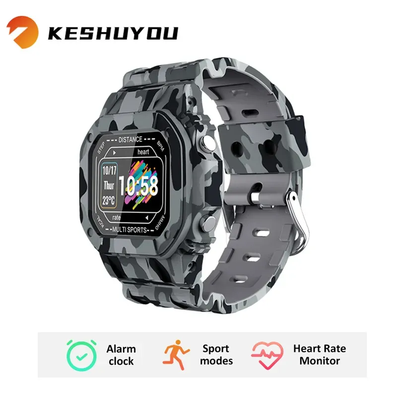 Controle Keshuyou i2 Esporte ao ar livre Sport Smart Watch For Men Women Fitness Tracker de frequência cardíaca Monitor de mensagem Lembrete de chamada para Android iOS