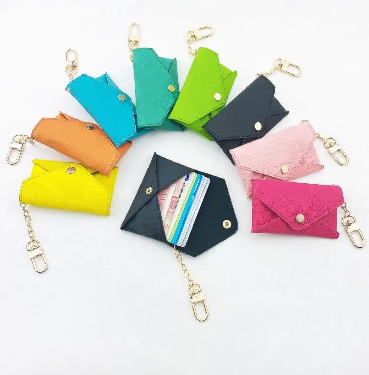 DHL Unisex Designer Key Pouch Fashion leather Purse keyrings Mini Wallets Coin Credit Card Holder 19 colors3906589