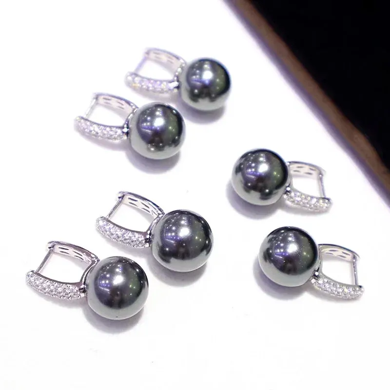 Boucles d'oreilles zoca luxe 925 argent sterling de qualité élégante noire blanche natural shell perles bijoux de bijoux