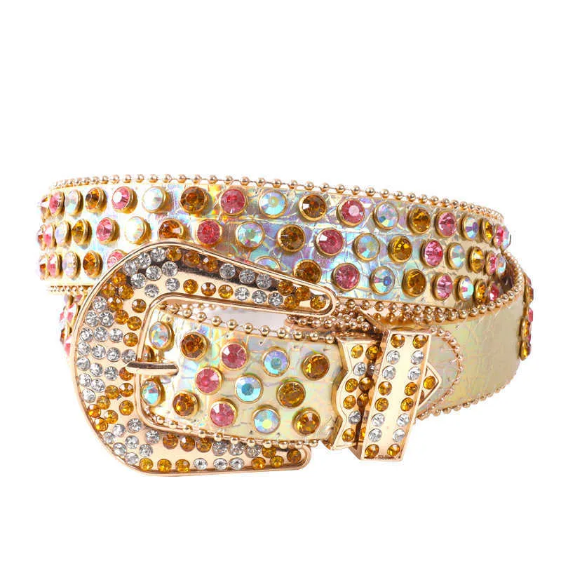 CEINTURE DES FEMMES DIAMANT FULLE CEINTURATION INRRADÉE DIAMONDE DIAMME FEME Femme Polyvalerie large courroie étincelante Diamond Crystal Couverture Punk à la mode 240315