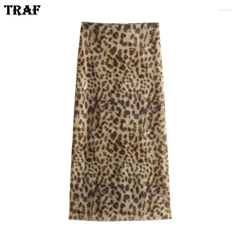 Юбка леопардовой юбки для женщин весна лето 2024 года с низкой талией.