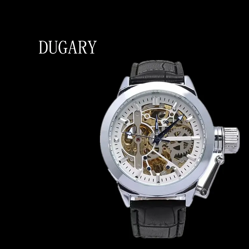 Relojes Dugary Top Fashion Personality Pilot Mecánico Mecánico Reloj luminoso impermeable deportivo hueco masculino para hombres Muñeco de pulsera