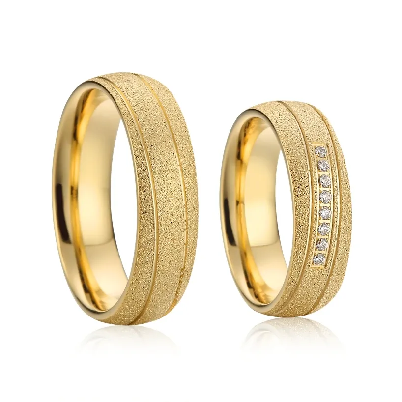 Anel de casamento dele e dela para casais, 8mm Men Women Marriage Alliance Dubai Gold Color Emery Jóias Big USA Tamanho 14 15