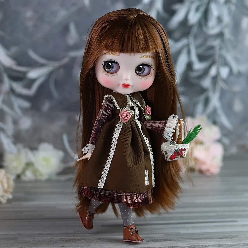 Dolls Icy DBS Blyth Doll BJD Corpo articular White Skin Cute Bun Face Terne 1/6 Toy 30cm Garota Gift Anime