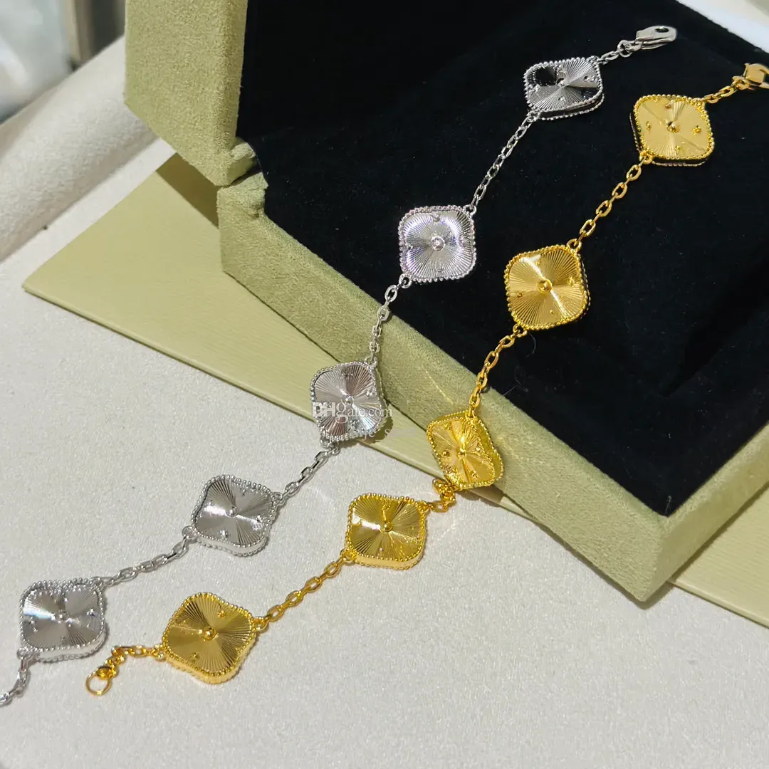 5 Motief Bloem 4 Vierblad Klaver armbandontwerper voor vrouwen Agaat Moeder van Pearl Blacebanden Inital Crystal Diamond Gold Jeweltines Day Gift