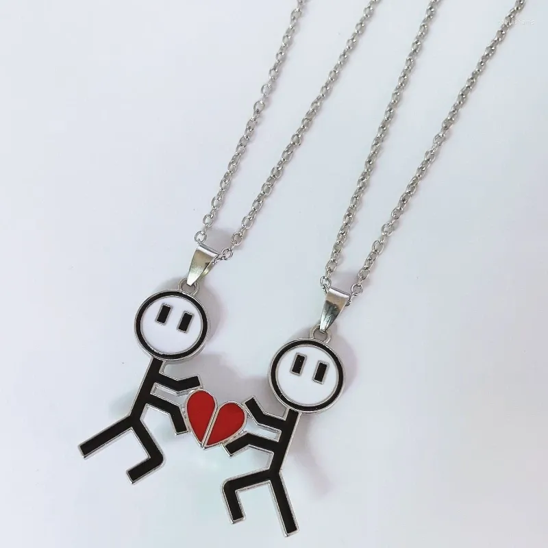 Ketens mode schattig grappige cartoon matchman magnetische attractie paar ketting vriendschap hanger valentijnsdag cadeau