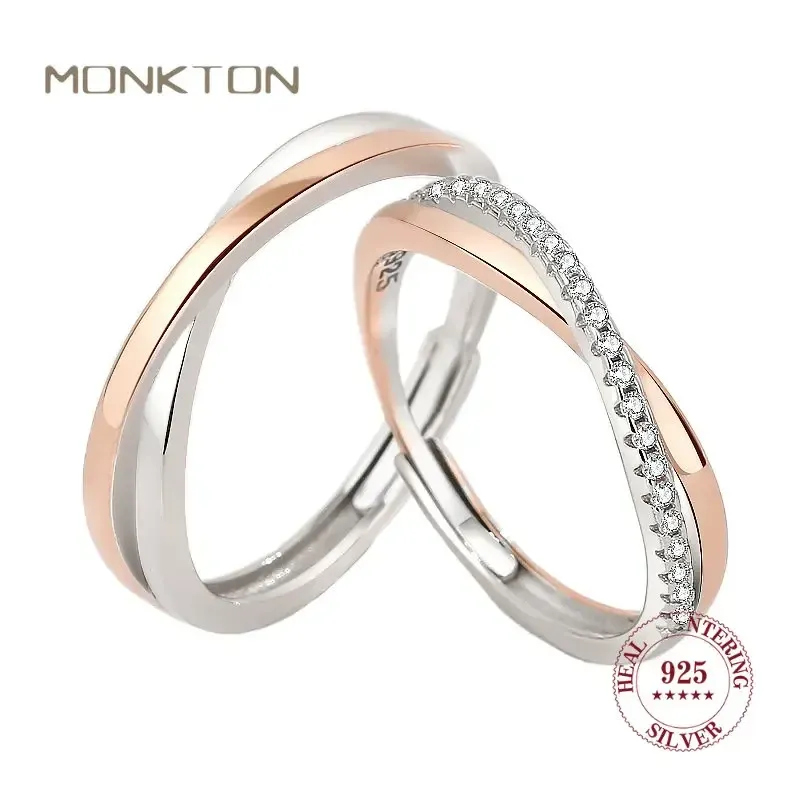 Anneaux Monkton 925 Sterling Silver Couples Anneaux microsetter Une paire Amour Amour Ring pour les hommes Festival Festival Party Bijoux Gift