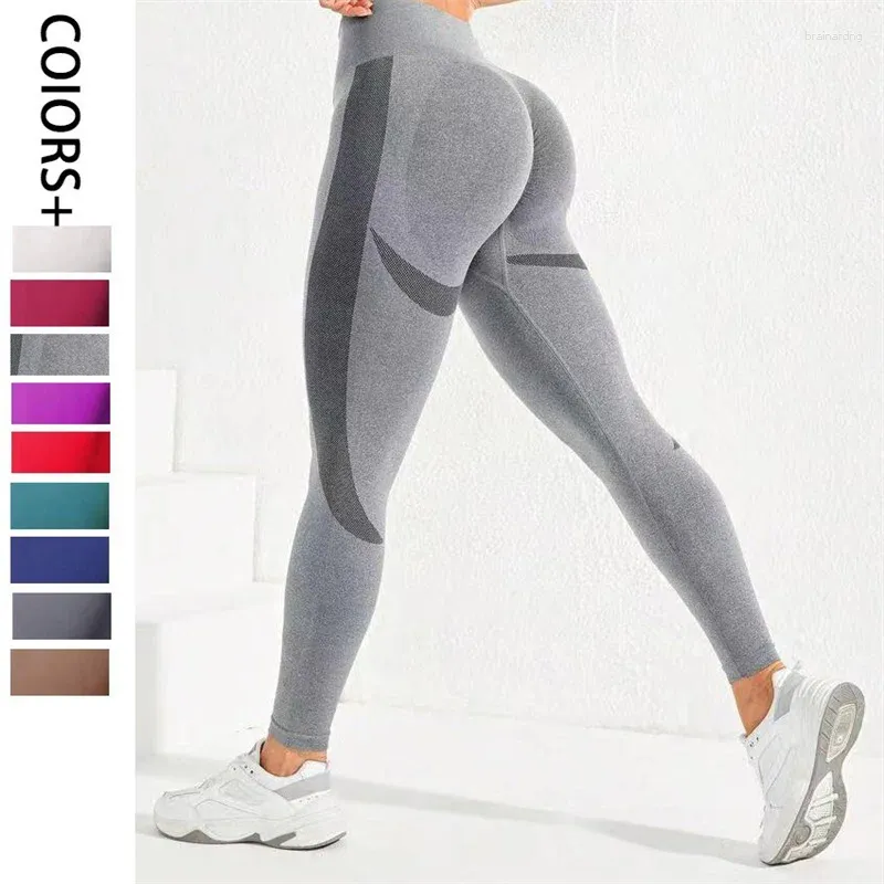 Active Pants Smile Yoga Fitness sömlösa leggings Kvinnor Gym Sport Wear Workout Scrunch kläder för 2024