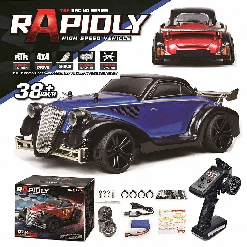 Car 1/16 RC CARS OFF ROAD 4X4 Retro Classic Car 2.4g Remote Control Highpeed Drift Racing Car Model Toy Car Toys for Boys Gift