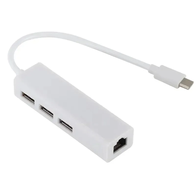 2024 Type C to RJ45 USB2.0 Hub Typec 100m 네트워크 카드 USB-C to Hub 어댑터 지원 Win XP / 7/8 / OS X Newfor Type C USB Hub Adapter