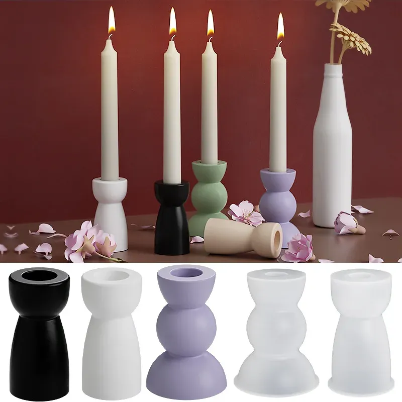 Ceramica Porta di candele geometriche Silicone Stampo Cemento fatto a mano Minimalista Resina in cemento Cangolare Stampo Stampo Cragi fai -da -te Decorazione per la casa