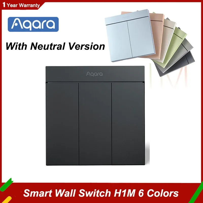 Control Aqara Smart Wall Switch H1M Neutral MARSTech 6 Colors Wireless Key Light Switch Zigbee 3.0 Multiple Control Modes For Homekit