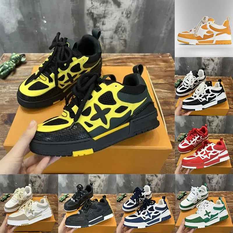 2024 Fashion New Designer Skate V Shoes Low OG Original överlägg Virgil Calfskin Leather Platform Trainers Luxury Womens Mens White Black Green Orange Red Sneakers