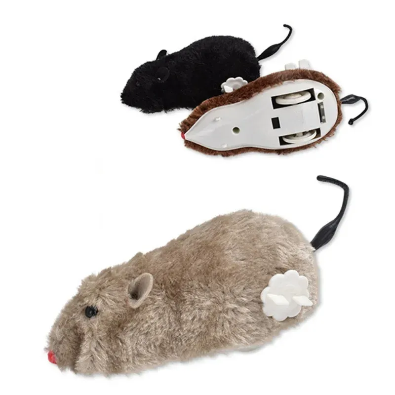 Zabawki 1PC Cat Toy Clockwork Sprężyna Pluszowa mysz Myszka Rat Kot pies zabawka interaktywna zabawki dla zwierząt dla kota