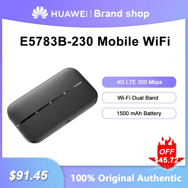 Routers Unlocked Huawei 4G Mobile WiFi 3 E5783B230 Modem 4G WiFi SIM -kort 300 Mbps Dual Band Pocket Hotspot Router 1500 MAh Batteri
