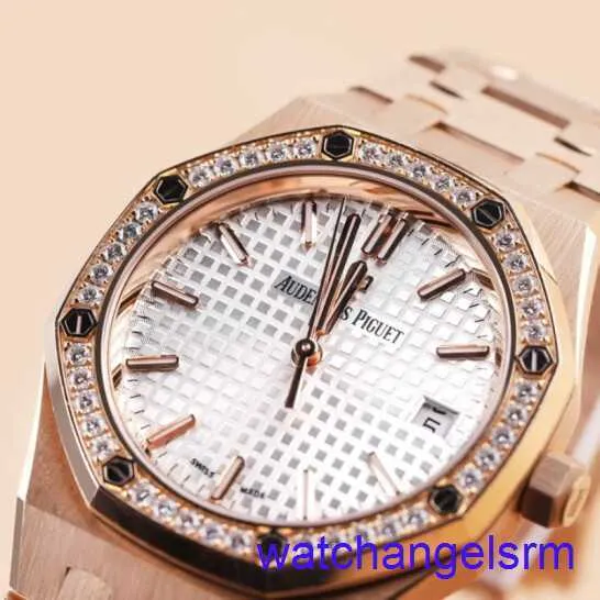 AP pols horloge chronograaf 77351or witte schijf buitenring diamant 18k rose goud koninklijke eiken dames 34 mm roségoud