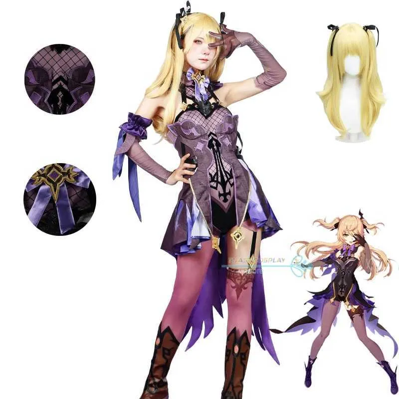 Anime Costumes Fischl Cosplay Game Genshinimpact Fischl Cosplay Come Dress Wig Full Set Women Roll Play Carnival Party Clothes Anime Suits Y240422