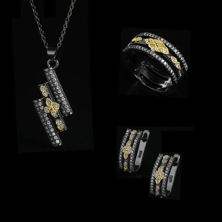 Colliers Fashion Black Gold Bijoux en ensemble