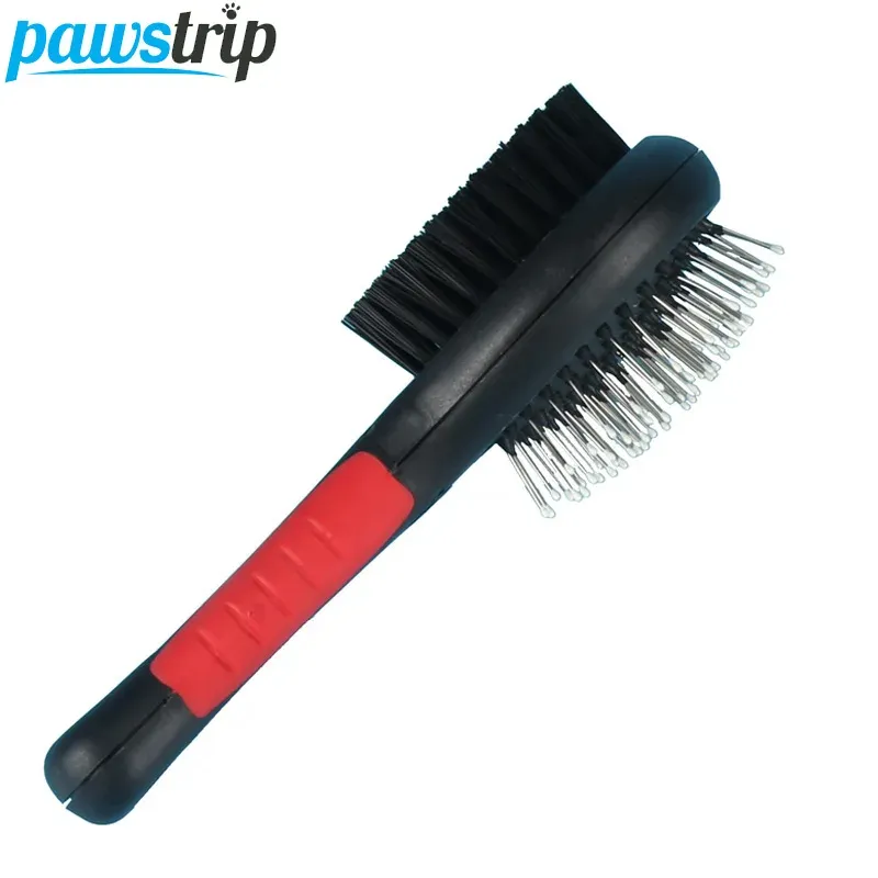 Toilettage 1pc peigne de chien de compagnie à double facette brosse à cheveux longue poignée en plastique Puppy Cat massage brosse de bain multitifonction outil de toilettage pour animaux de compagnie