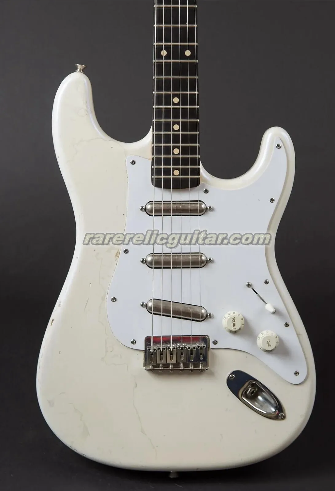 Custom Shop Charleys Rene Martinez SRV Pearl White Electric Guitar Special Lipstick Pickups Hula Girl decal on back Rosewood Fingerboard Dot Inlay Hard Tail