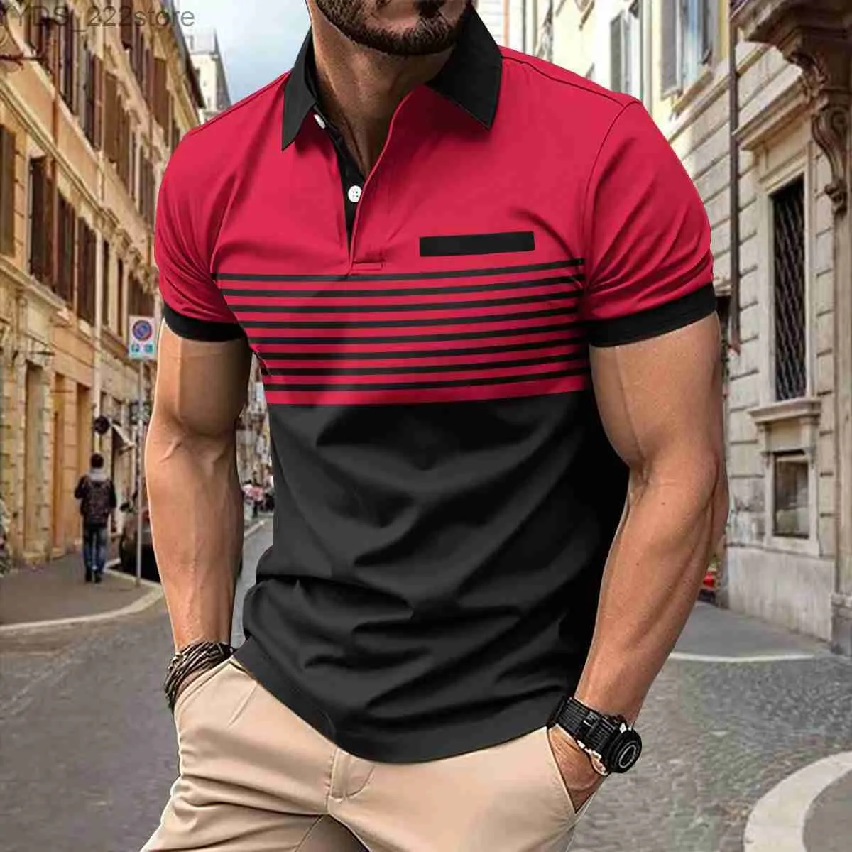 Chemises pour hommes Boutique Mens Shirt Summer Version Summer Cold et respirant Collier à manches courtes YQ240422